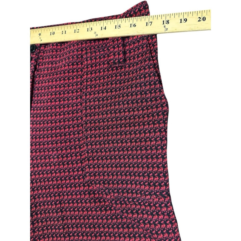 Anthropologie Maeve The Naomi Flare Wide Leg Pants Sz 16P Houndstooth Red ST13-4 - Picture 4 of 12